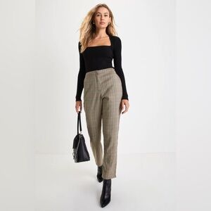 Excellent Poise Grey Multi Plaid High Rise Tapered Trousers